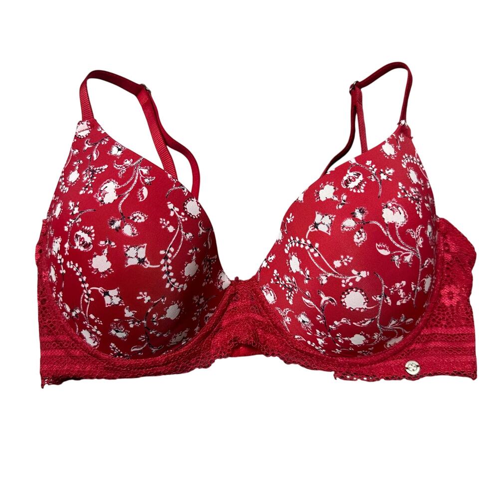 Lucky Brand Red Floral Lace Bra 34C